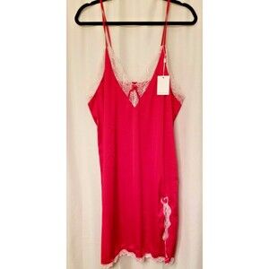 Women's Red Sleepwear Nightgown Chemises Slip Style Lace Trim Sexy New Size XXL